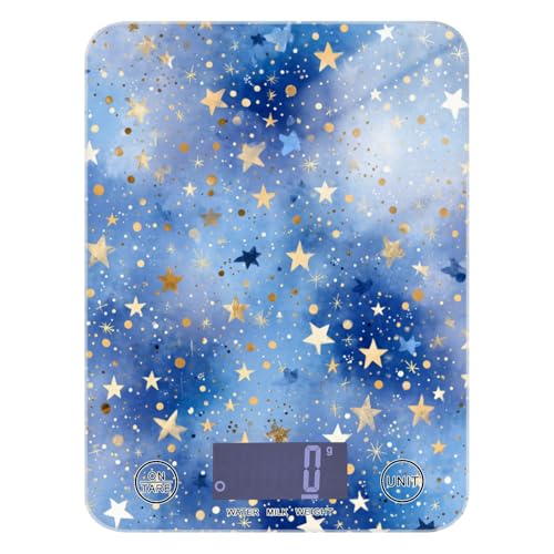 Food Scale Kitchen Scale Food Weight Scales Digital Weight Grams and Ounces Small Electronic Food Scale for Baking Cooking Blue Romantic Golden Stars - color: Blue Romantic Golden Stars