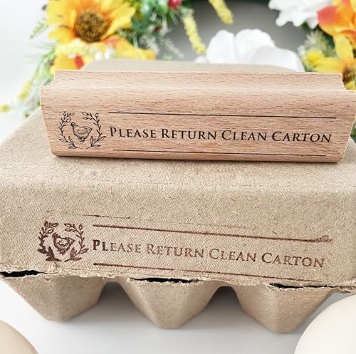 Custom Egg Carton Stamp-Fresh Chicken Eggs Stamp -Please Return Carton Stamp (4"x1" Woodblock Stamp)