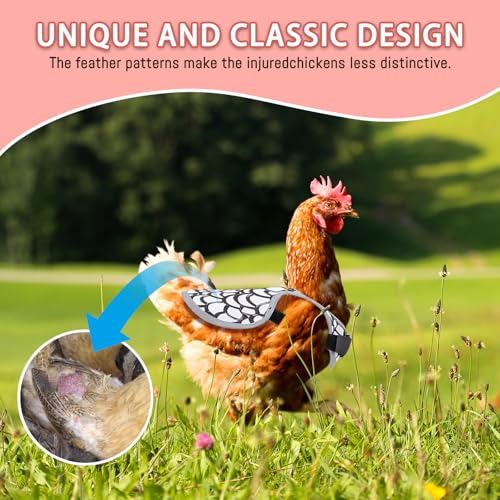 2-Pack Chicken Saddle for Hens, Adjustable Hen Apron Back Protector, Poultry Wing & Back Guard, Feather Protection Jacket for Chicken Mating, Pecking & Plucking Prevention