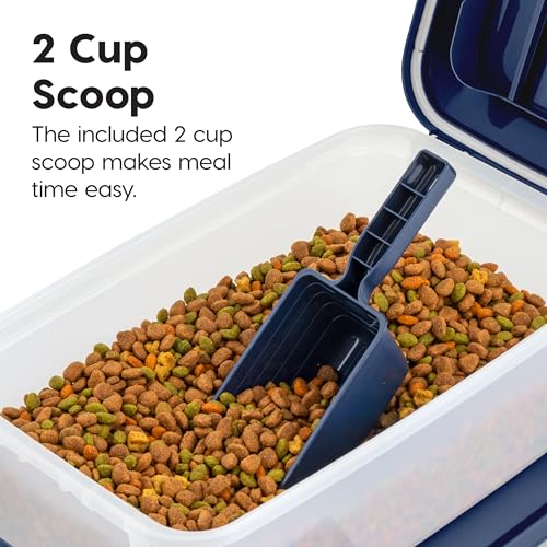 IRIS USA Dog Food Storage Container, 2-Pack, Up to 14 lbs, Navy | Made in the USA, Comes with 2-Cup Sccop, Stacklable, Airtight Seal, BPA-Free, Bird Seed, Cat food, Treats, Keeps Kibble Fresh - color: Navy, size: 14 lbs - 2 Pack