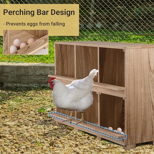 Neoaider Nesting Boxes for Chickens 6 Compartment | Wall-Mounted Wooden Chicken Nesting Box, Ensuring Comfortable Egg Laying, Perfect for Backyard and Poultry Farms - size: 37.8"L x 14.7"W x 26.0"H