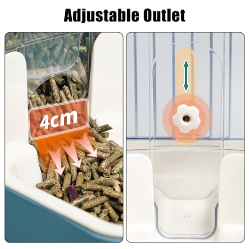 Hanging Automatic Food Dispenser, 27oz Large Capacity Hanging Pet Cage Feeder for Rabbit Bird Chinchilla Hedgehog Guinea Pig Ferret Kitty Puppy (Gray) - color: Gray
