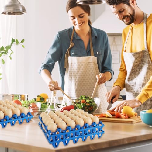 12PCS Plastic Egg Trays Egg Crates, Stackable Eggs Cartons Egg Flats, Each Holds 30 Eggs for Packing, Storage, Shipping (Blue) - color: Blue-12PCS