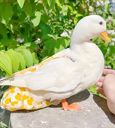 2 Pack Chicken Diapers for Hens, Roosters, Diapers for Ducks, Ducklings, Reusable Pet Diaper with Bow Ties Waterproof Poultry Nappies for Geese Pet Ducks,Pineapple&Yellow Duck,L - size: L