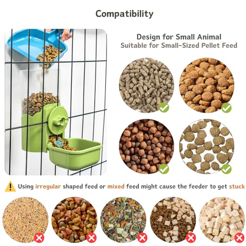 Automatic Pet Food Water Dispenser, Auto Gravity Pet Feeder Water Bottle Set for Cage, Feeding Station for Puppy Kitten Rabbit Guinea Pigs Chinchilla Ferret Hedgehog (Green) - color: Green