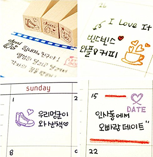 Diary Stamp Set,Wooden Rubber Signet for Children DIY Scrapbooking Planner Card Making(25pcs,Love Heart) - color: Love(25pcs)