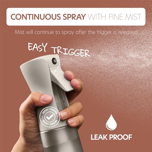 10 OZ Continuous Spray Bottles - Ultra Fine Mist Sprayer | Water Spray Bottle For Hair Stuff, Mister Spray Bottle For Plants Mister | Hair Spray Bottles For Hairstyling, Cleaning, Salons - color: Moonstruck Silver