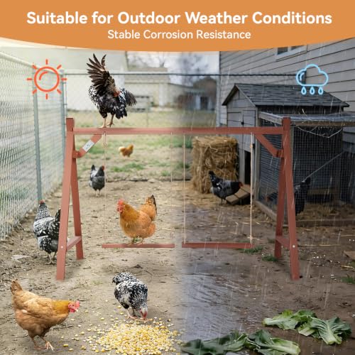 PETSFIT Wooden Chicken Perch with 2 Swings for 6-8 Chickens, Easy Assembly | Solid Fir Wood,Chicken Roosting Bars for Backyard Farms and Coops, Promotes Natural Perching, Easy to Clean - size: 50"L x 30"W x 34"H