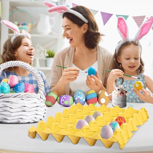 18 Flats 30 Cell Egg Crate?Holds 30 Eggs?, 30 grids Cardboard Egg Cartons, Sturdy and Stackable Egg Flats, Perfect Egg Crates for Fresh Eggs, Chicken Farm - size: 18 Pack yellow