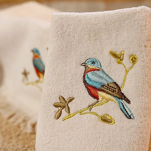 Avanti Linens - 3pc Towel Set, Soft & Absorbent, Nature Bathroom Decor (Gilded Birds Collection) - color: Gilded Birds, size: 3pc Towel Set