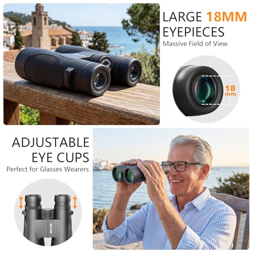 12x50 Binoculars for Adults Cruise Ship Travel Outdoor High Powerd Gift | Large 50mm Objective Lens, Easy Focus, Low Light Vision, Clear Image for Bird Watching Hunting Concert Stargazing