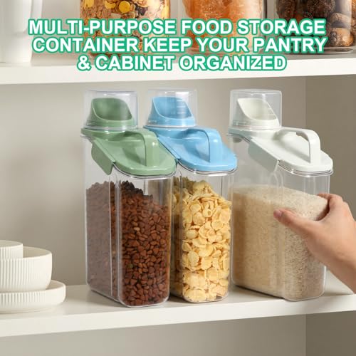 TBMax Rice Container Cereal Storage Container 2 Pack 3.2-Quart, Kitchen Pantry Dry Food Storage Holder with Easy-Pouring Spout & Handy Cup, Small Pet Dog Cat Food Dispenser for Daily Feeding - color: Beige 3.2+3.2Qt