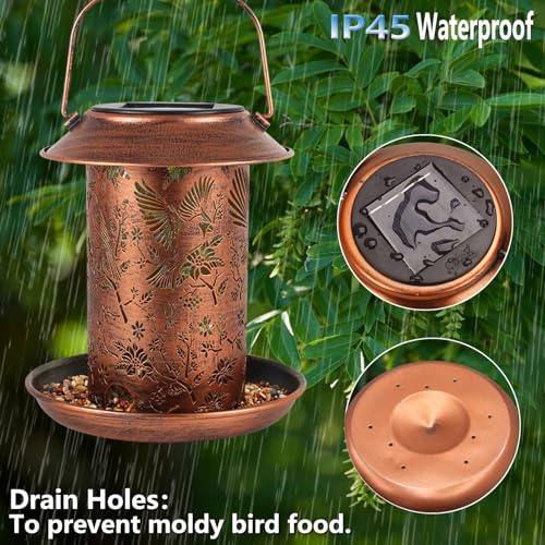 Cardinal Solar Bird Feeder Outdoor Waterproof Hanging Garden Decor | gift for women mom waterproof hanging solar lantern for yard patio christmas birthday daily decor - style: Cardinal
