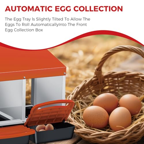 Chicken Nesting Boxes with Cleanable Pull-Out Trays, 4-Hole Wall Mount Roll Away Nest for Easy Cleaning & Egg Collection - size: 4 holes