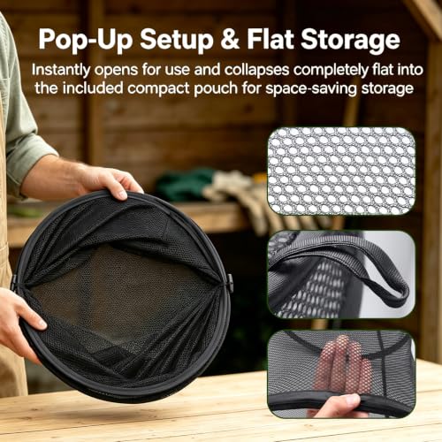 MDEOOSKY 4 Pack Pop Up Plant Covers Tent, 23.6"x11.8" Round Insect & Bird Barrier Mesh, Garden Protector Cage with 16 Ground Stakes, Foldable for Outdoor & Indoor Plants, Black