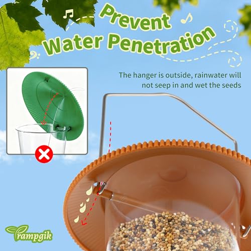 Outdoor Bird Feeder, Retractable Bird Feeder Hanging, Metal Hanger, Rainproof & Leak-Proof, Terracotta, Pack of 1 - color: Terracotta, Retractable Hanging, Pack of 1