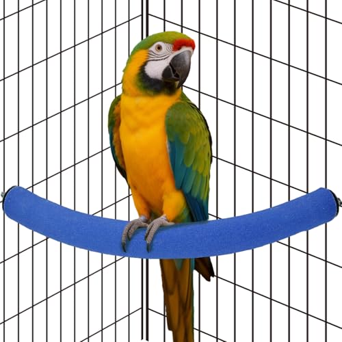 Rypet 90-Degree Parrot Perch for Cage Corner, Quartz Bird Perch (Blue XL) | For Paw Grinding Clean Stick Exercise, Rough Quartz Surface, Cage Accessorie, Small Parakeets Cockatiel Conures - color: Blue-corner-90, size: X-Large
