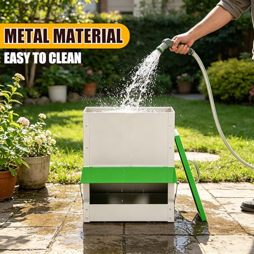 Automatic Chicken Feeder No Waste 25LBS Poultry Feeder Though | Outdoor Automatic Duck Feeders and Wall Mount Chicken Feeders Suitable for Chickens Ducks Turkeys