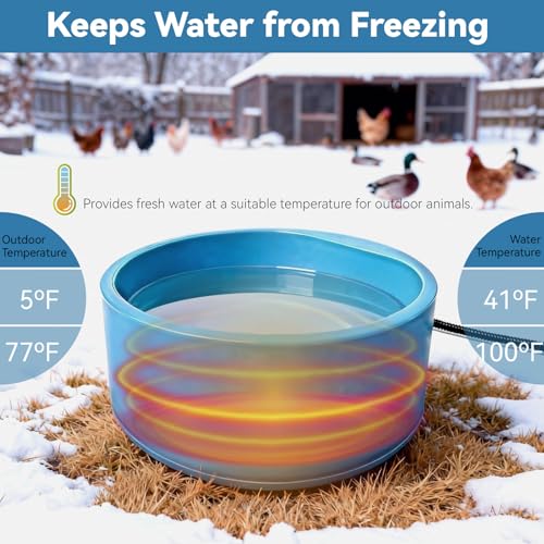 Heated Water Bowl for Chicken, Large Capacity 125OZ Poultry Water Heater for Hens Turkey Goose Duck Pigeon Poultry Birds Drinker in Winter, Chicken Coop Accessories No More Frozen Water