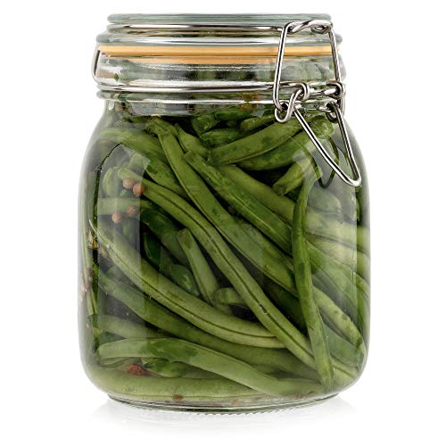 Glass Jar with Airtight Lid 32 oz | Food Storage Jar, Wide Mouth, Leak Proof Kitchen Canister - size: 32 oz