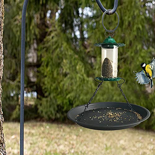 12.8" Homes Garden Platform Bird Feeder, Large Hanging Tray Squirrel Feeder, Seed Catcher Tray, Bird Viewing, Backyard, Large Capacity, Black