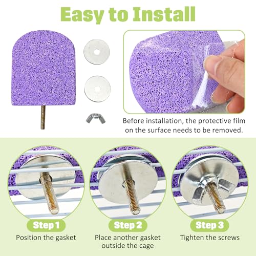 BNOSDM 4 Pcs Purple Bird Beak Grinding Stone Calcium Parrot Perch 3.1*2.6in - color: 4 Pcs- Purple (M+)