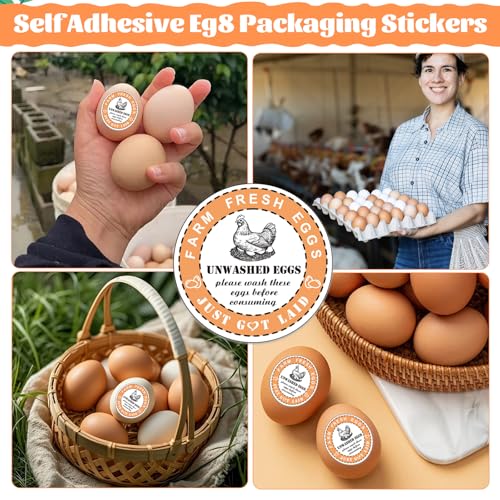 800PCS Unwashed Farm Fresh Egg Carton Stickers,2 inch Round Colorful Eggs just got Laid Carton Labels,self Adhesive roll Packaging Stickers for Farm Stand Supplies and Small Business - style: Unwashed Egg Stickers