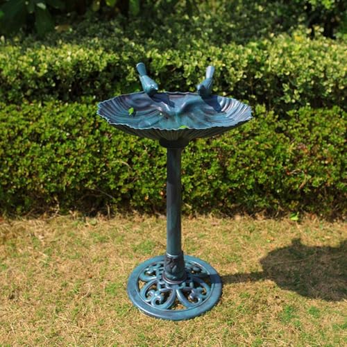 32inch Antique Bird Bath Outside Garden Weather Resistant Polyresin Backyard Expressions - color: Green