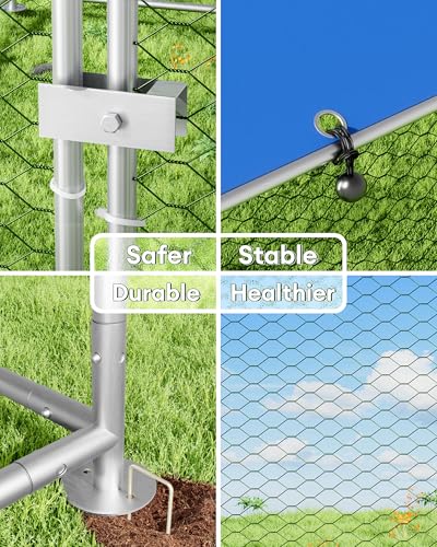BUCATSTATE 6.6FT x 9.8FT x 6.6FT Metal Chicken Coop, Heavy-Duty Outdoor Poultry Cage with Run & Thick PE Waterproof Cover, Predator-Proof Chicken Run with Dual Lock Doors for 9-13 Hens