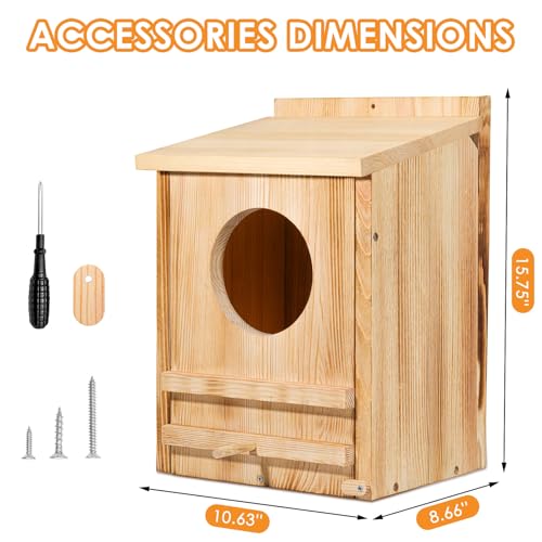 Large Barn Owl House,15.8 * 10.6 * 8.7IN Owl Nesting Box for Outside | Wooden Nest House,Large Handmade Bird Houses for Outside,Suitable for Wildlife Barn,Eastern Screech,Great Horned - size: 15.8''High