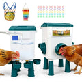 Chicken Feeder and Waterer Set with Legs,2 Gallon Automatic Waterer with Float Valve,26.5 Pounds Practical Feeder,Reduces Feed Waste,BPA-Free for Long-Term Use,Standing/Hanging Use for Poultry - color: white