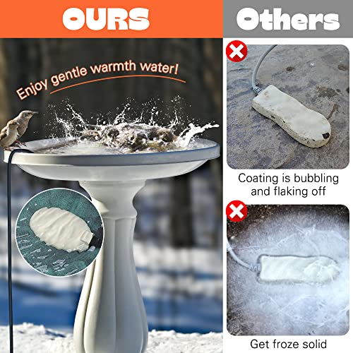 1 Pack Upgrade Bird Bath Heater for Outdoors, 60 Watts Birdbath Deicer | Pond Deicer Water Heater Thermostatically Controlled with Auto Shut off Function for Patio Lawn Winter (White) - color: White