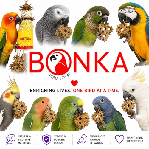Bonka Bird Toys 2322 Popcorn Crumble Medium Large Bird Toy Popcorn Paper Cardboard Rope Sola Atta Forage Chew Amazons Conure African Greys and Other Similar Birds