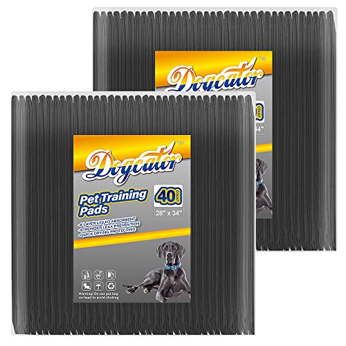 Dogcator Charcoal Puppy Pads Extra Large, Activated Dog Pee Pads, X-Large Odorless Potty for Dogs 28''x34'', 80 Count XL Disposable Pet Training Housebreaking, Black, 28''x34'' 80ct - size: 28"x34"-80 Count