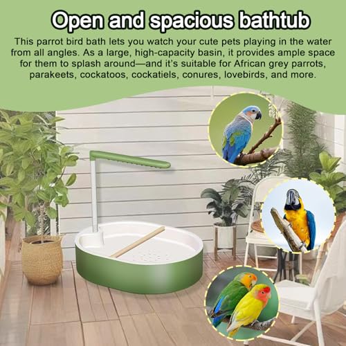 Parrot Shower, Automatic Parakeet Bird Bath with Pump, Large Bird Shower Fountain, Bird Bath for Parakeets for Pet Birds, Conure, Cockatoo, Budgie, Lovebird, Finches