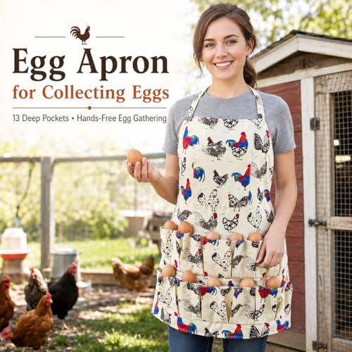 2 pack Egg Apron, Egg Collecting Apron for Chicken Duck Goose Eggs, with 13 Pockets Chicken Egg Apron for Women&Men