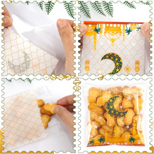 100 PCS Eid Goodie Bags - Ramadan & Eid Gift Bags (4x4) - color: 100pcs Eid bags