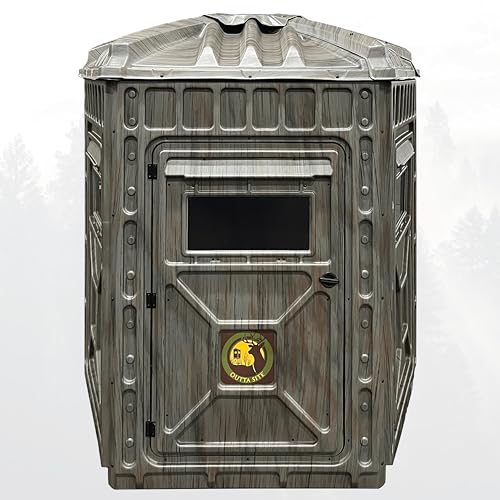 Outta Site Hunting Blind – 4 & 5 Sided High Density Plastic Hunting Blind – 1-2 & 2-3 Person Hard-Sided Ground Blind for Deer, Turkey Hunting – 360 Views – Arctic Snow Camo, Habitat Olive, Thicket Oak - color: Thicket Oak, size: 5 Sided