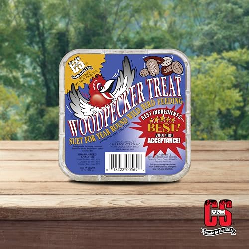 C&S Woodpecker Suet Treat, Outdoor Wild Bird Food for Woodpeckers, Flickers and More, 8 Pack - style: Woodpecker, 8 Pack