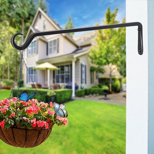 16 inch Plant Hanger, Sturdy Hanging Plant Bracket Outdoor, Hanging Plant Wall Hook Heavy Duty, for Hanging Bird Feeders, Planters, Lanterns, Wind Chimes, Indoor/Outdoor Use, Black, Set of 2 - color: Black, size: 16in-2-Black