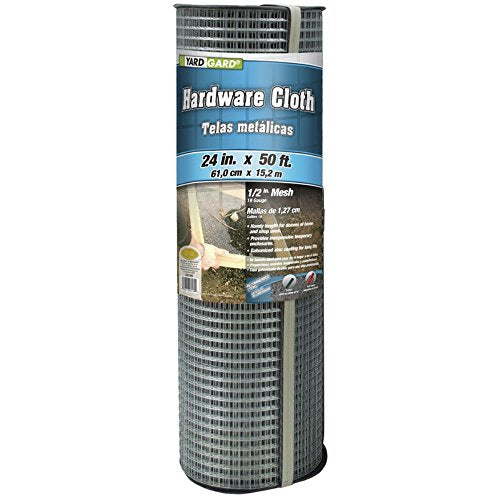 YARDGARD 1/2 Inch Mesh Welded Wire Fence, Hardware Cloth, 19 Gauge Galvanized Steel for Garden Protection, Cage Fencing, Chicken and Rabbit Barriers, and Crafts, 24 Inches x 10 Feet - size: 24 Inches x 10 Feet