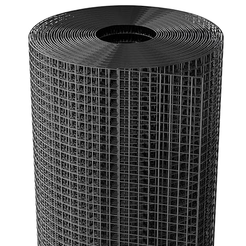 Dynabyte Black Hardware Cloth 1/2 inch 16 x 25 Ft 19-Gauge | Vinyl Coated Chicken Wire Fencing, Wire Mesh Roll, Chicken Wire Mesh Roll, Chicken Coop Wire, Tree Guard, Welded Wire Fencing - size: 1/2 inch 16"X25'