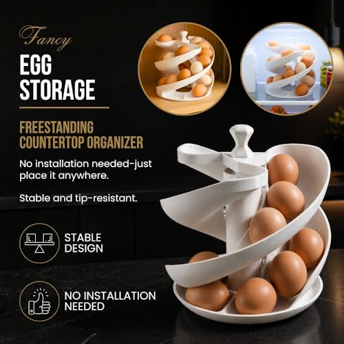 Fancy Egg Storage Holder – Freestanding Spiral Egg Cradle for Kitchen Counter | Space-Saving Countertop Egg Rack | Holds Fresh Eggs Securely | Modern Decorative Egg