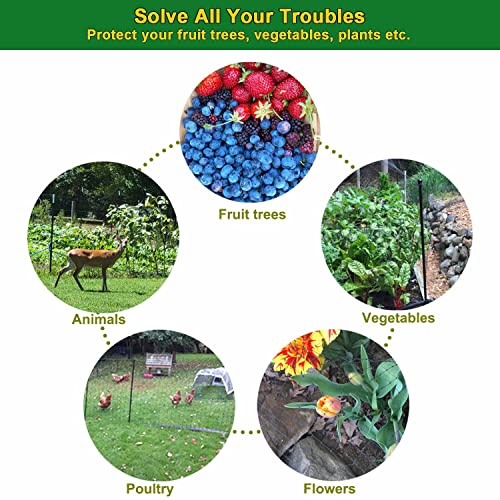 KLEWEE Bird Netting, 13 x 50 FT Heavy Duty Garden Netting | Deer Netting Fence for Plants Vegetables Fruit Trees, from Birds Deer Squirrel Animals, UV Resistant, 10 Stakes & 50 Zip Ties - size: 13 x 50 FT
