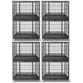 Homey Pet Heavy Duty Dog Crates for Large Dogs, 4 Pack Two Tiers | 47 Inch Stackable Large Dog Crate Cage with 4 Wheels, 2 Removable Trays and Grids, Multi Locks Strong & Solid Escape Proof - size: 47"L-2 Tiers-4P