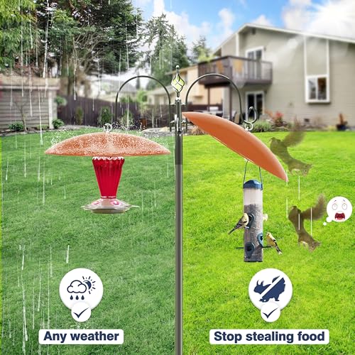 13" Hummingbird Feeder Shade Cover,Bird Feeder Dome Rain Cover,Smart Bird Feeders Umbrella,Squirrel Baffle for Shepherd's Hook Outdoors (Terracotta), 1 Pack - color: Terracotta, size: 13Inch / 1 Pack