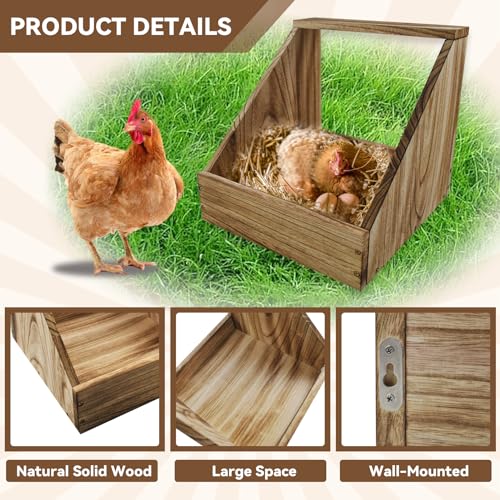 Wooden Chicken Nesting Box,Single Compartment Chickens Nest Box Easy Assembly Large Duty Hen Egg Laying Boxes Chicken Coop Accessories for Hens Ducks Poultry Farm