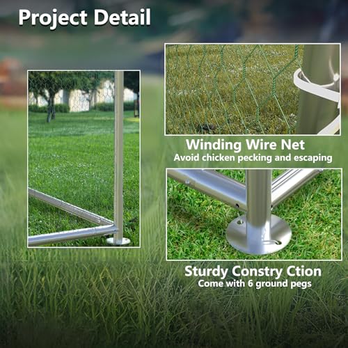 Large Metal Chicken Coop, 13.2x9.9x6.6ft Bold Chicken Pen with Spire Shape | Heavy Duty Walk-in Outdoor Enclosure with Waterproof Anti-UV Cover. Poultry Cage Suitable For Chicken, Duck, Rabbit and Dog. - size: 158.4"L x 118.1"W x 76.8"H
