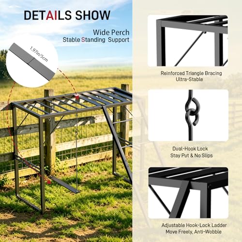 Metal Chicken Perch with Swing & Ladder for Coops or Runs, Black | Rustproof Roosting Bars, Chicken Coop Accessories for Outdoor Chicken Playground & Jungle Gym to Keep Flock Happy and Active - color: Black