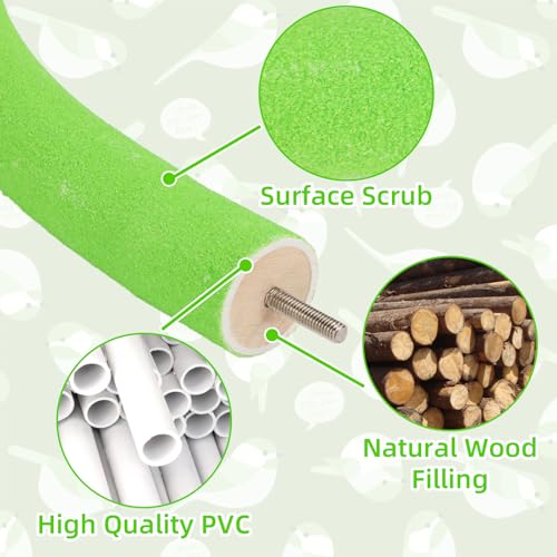 Rypet 90-Degree Parrot Perch for Cage Corner, Quartz Bird Perch (Green S) | For Paw Grinding Clean Stick Exercise, Rough Quartz Surface, Small Parakeets Cockatiel Conures - color: Green-corner-90, size: Small